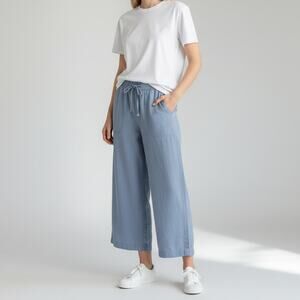 Splendid Angie Crop Wide Leg Pant NWT Women's Sz XS Light Blue Linen Breezy